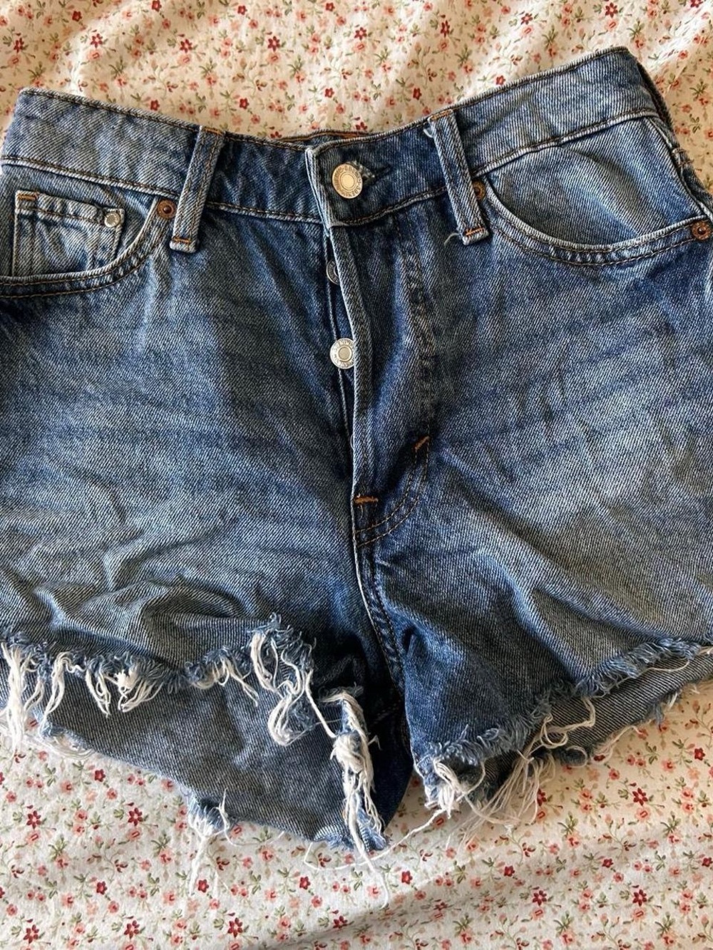 H&M Distressed Blue Denim Cutoff Shorts